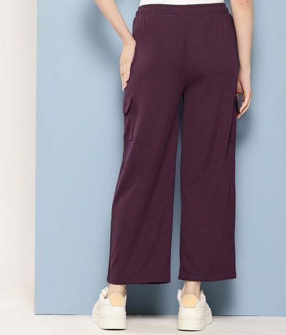 Aarika Girls Casual Wear Wine Colour Solid Nylon Pant (9-13 Years)