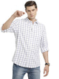Turtle Men 100% Cotton Slim Fit White Check Casual Shirt