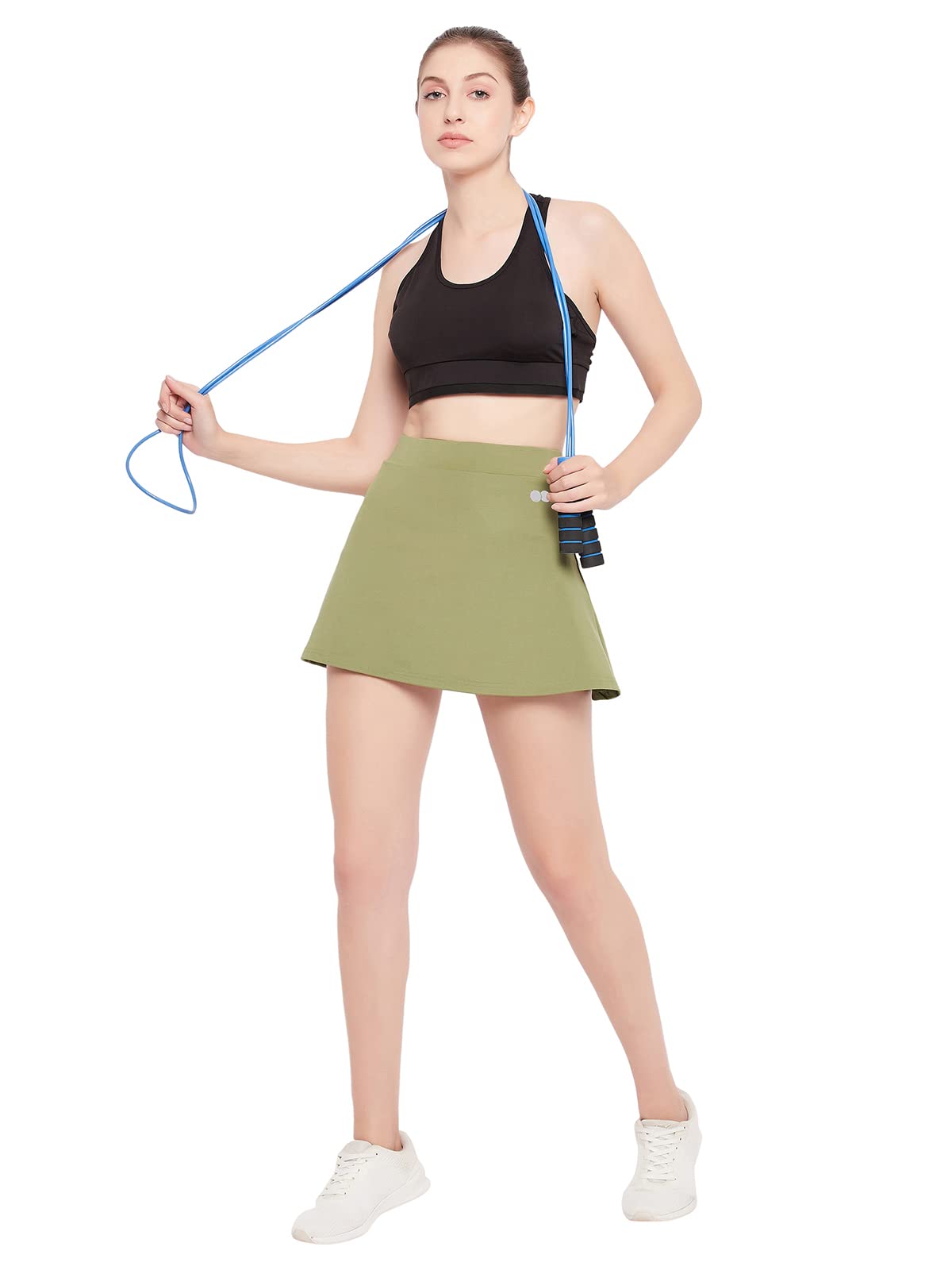 Clovia WomenS High-Rise Active Skirt With Attached Shorts (Ab0118P11_Green_Xl)