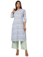Soch Womens White Cotton Blend Abstract Print Kurta
