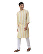 Fabindia MenS Multi Linen Striped Slim Fit Short Kurta