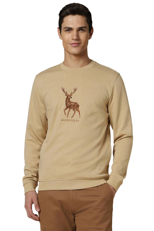 Allen Solly Men Solid Casual Cotton Polyester Full Sleeve T-Shirt