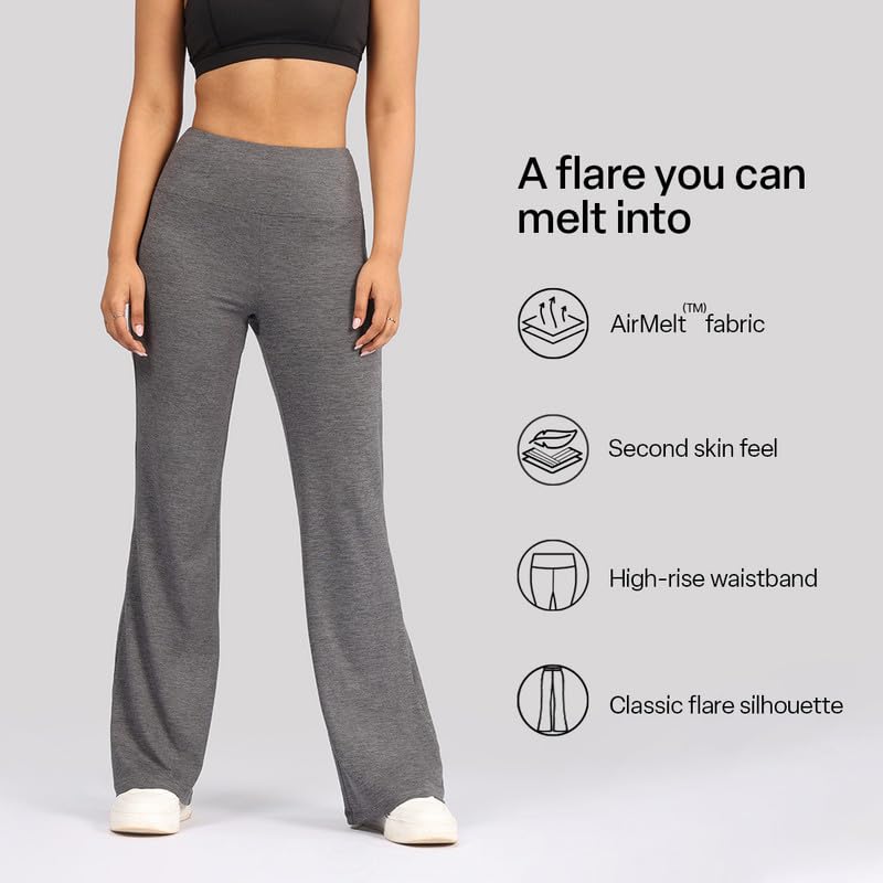 BlissClub AirMelt Flare Pants - Lite | Flared Silhouette | Back Pocket| Weightless Fabric | High Rise Waistband | Tall Variant A