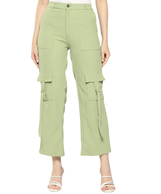 Aarika Girls Casual Wear Green Colour Solid Nylon Pant (9-14 Years)