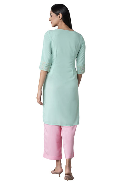 Aurelia Women's Polyester Kurta-Straight Culotte
