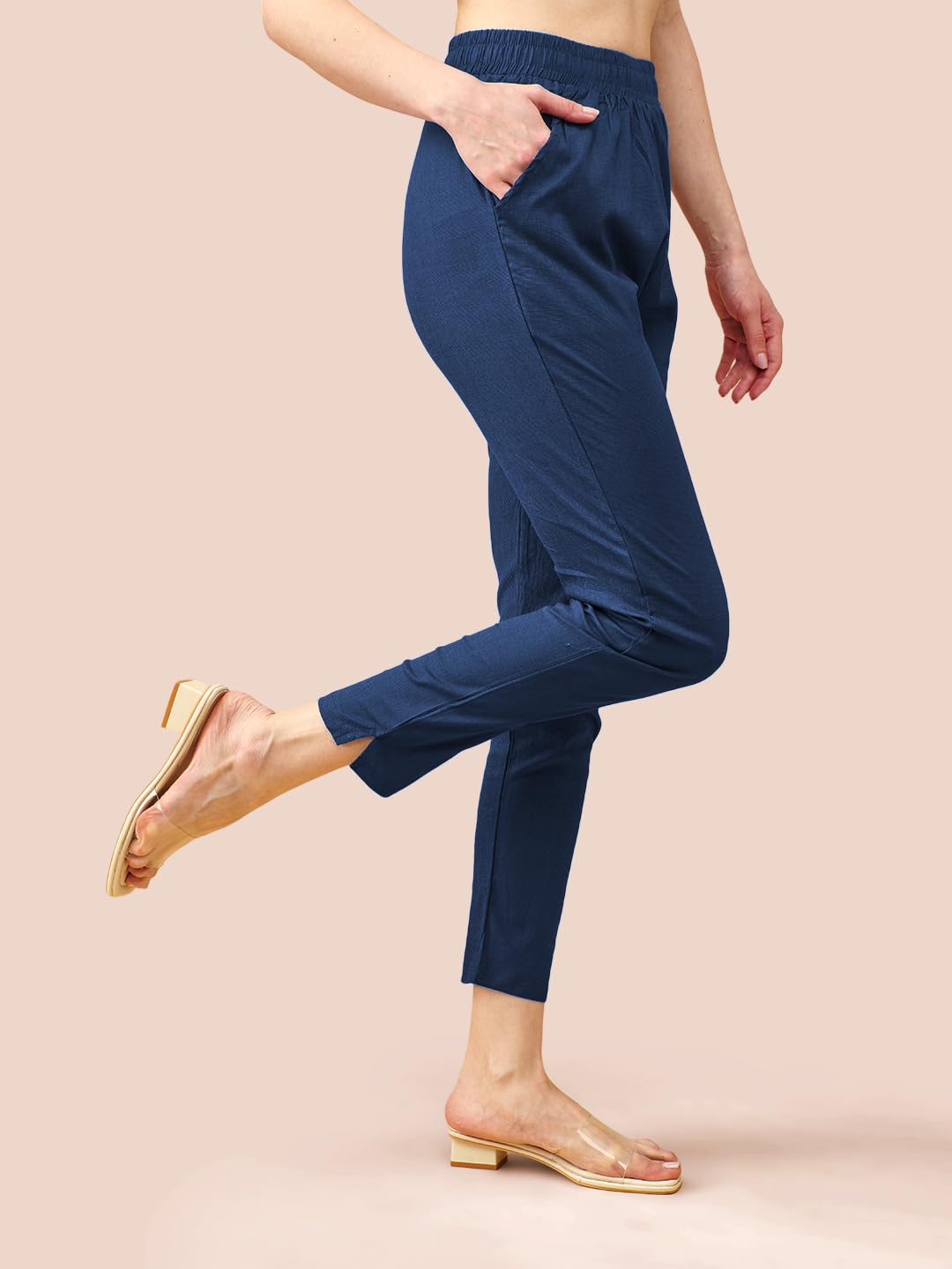 Lyra Cotton Pant For Women  Stylish & Comfortable Slub Cotton Blend With Lycra | Plus Fit | Cross Pocket Design | Color Lock Tec