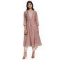 Fabindia Women Cotton Silk Embroidered Long Kurta Pink_L