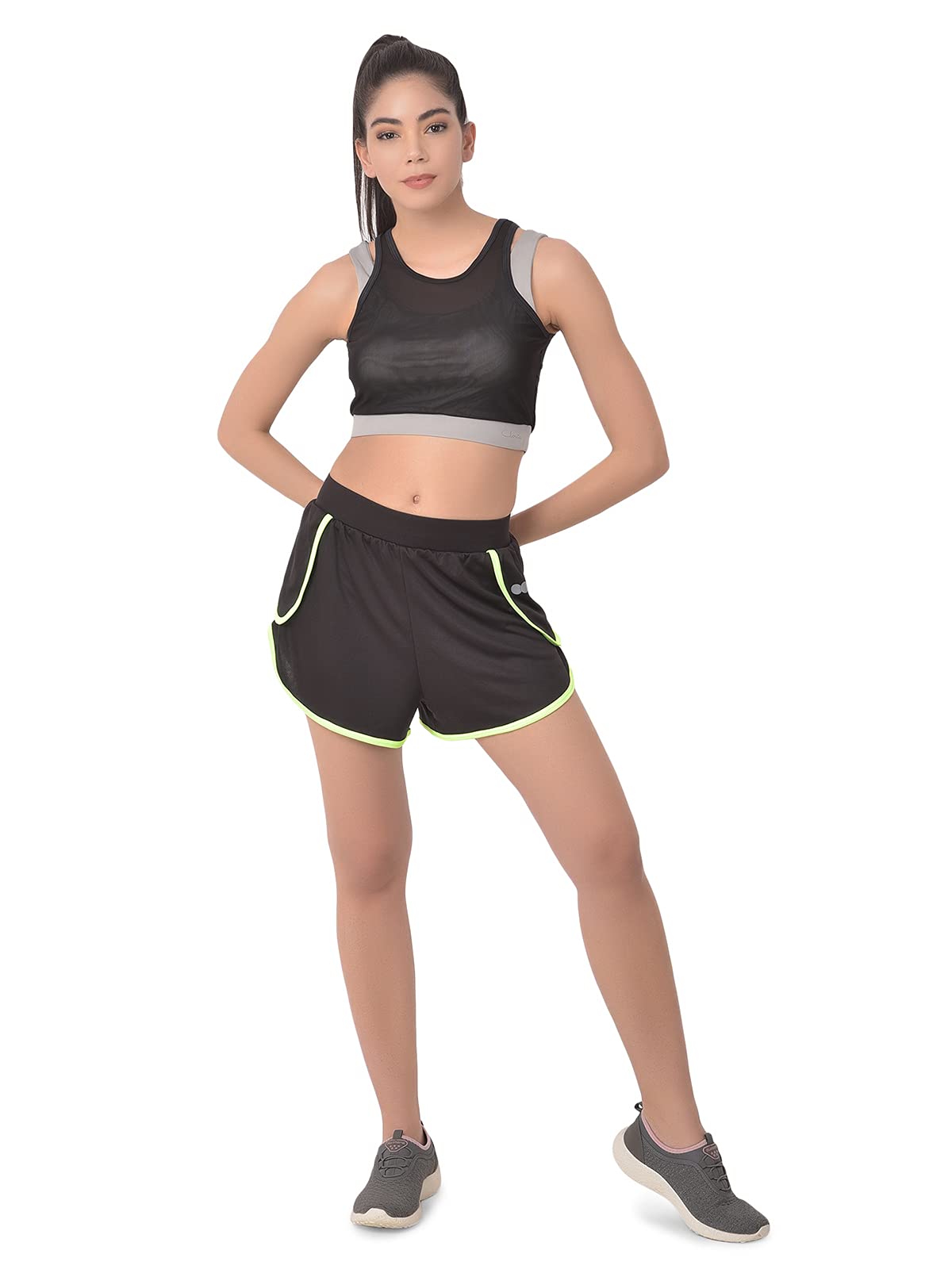 Clovia Womens Comfort-Fit Active Shorts in Black (AB0068P13_Black_L)