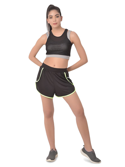 Clovia Womens Comfort-Fit Active Shorts in Black (AB0068P13_Black_L)