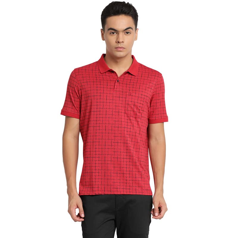 Turtle Men Cotton Red Printed Polo Neck T-Shirts