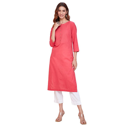 Fabindia WomenS Cotton Solid Regular Kurta (1037292Pink_Pink