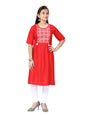 Aarika Girl'S Cotton Kurti Legging Set (Kl-H-6_Red-White_34)