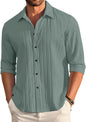 ROYALSCOUT Textured Mens Casual Shirt Perfect for Cultural Gatherings, Relaxed Outings, or Smart Daily Dressing Green