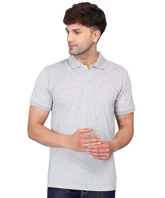 Baghadbillo MenS Regular Fit Solid Polo Half Sleeve T-Shirt Grey