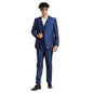 Turtle Men 100% Cotton Dobby Print Full Sleeve Three Piece Blue Party Suit