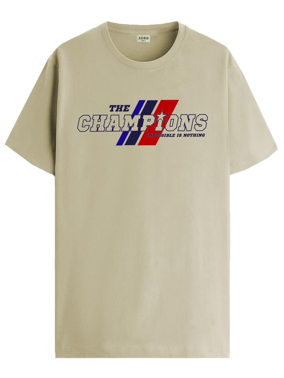 ADRO Men's Graphic Printed 100% Cotton T-Shirt - Regular Fit, Printed T-Shirts for Men (RN24-CMP-BE_Beige)
