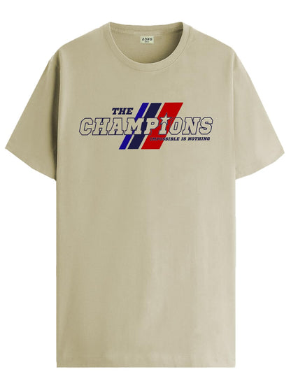 ADRO Men's Graphic Printed 100% Cotton T-Shirt - Regular Fit, Printed T-Shirts for Men (RN24-CMP-BE_Beige)