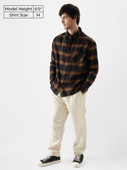 The Souled Store Plaid: Brown Mustard and Black Men Relaxed Shirts