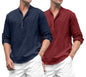 Royalscout Combo Of MenS Solid Cotton Blend Full Sleeve Straight Kurta Shirt (Pack Of 2) Navy-Maroon