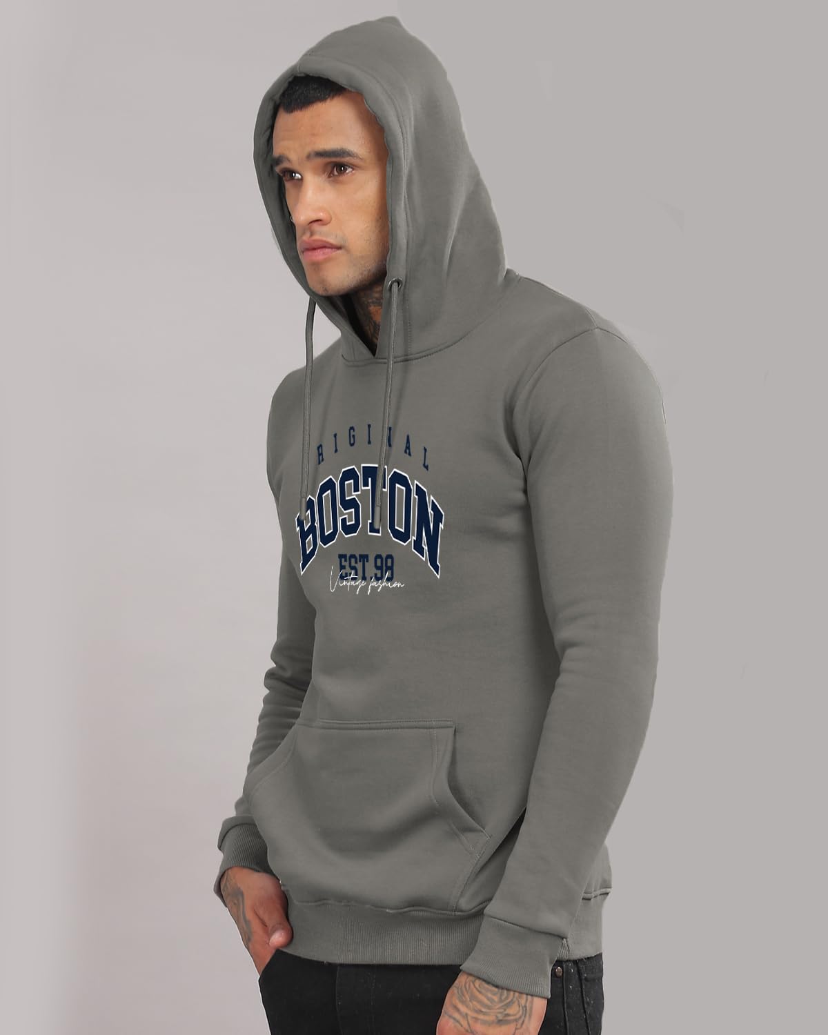 ADRO Hoodies for Men | Printed Hoodie for Men | Cotton Hoodie | Mens Hoodies | Sweatshirt for Men | Hooded Hoodie|H24-BOST-SG-XL