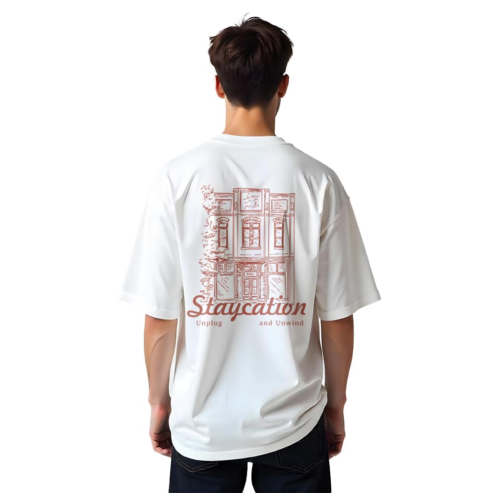 Nobero MenS Graphic Print Oversized Fit T-Shirt (1M-Twrt-C1099_White