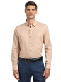 Turtle Men 100% Cotton Slim Fit Beige Print Full Sleeve Formal Shirt