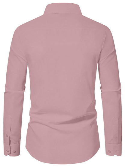 AVANOVA Mens Peach Long Sleeve, Slim Fit Button Down Dress Shirt for Men | Casual Office Wear | Formal Business Shirts | Stylis