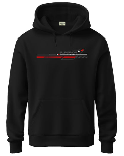 ADRO Mens Cotton Neck Hooded Sweatshirt (H24-M-RAC-BL_Black