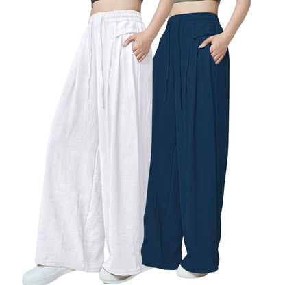 Greciilooks WomenS Loose High Rise Textured Trousers | High-Waisted Pant | Korean Trousars (Available In Plus Size And Combo Pa
