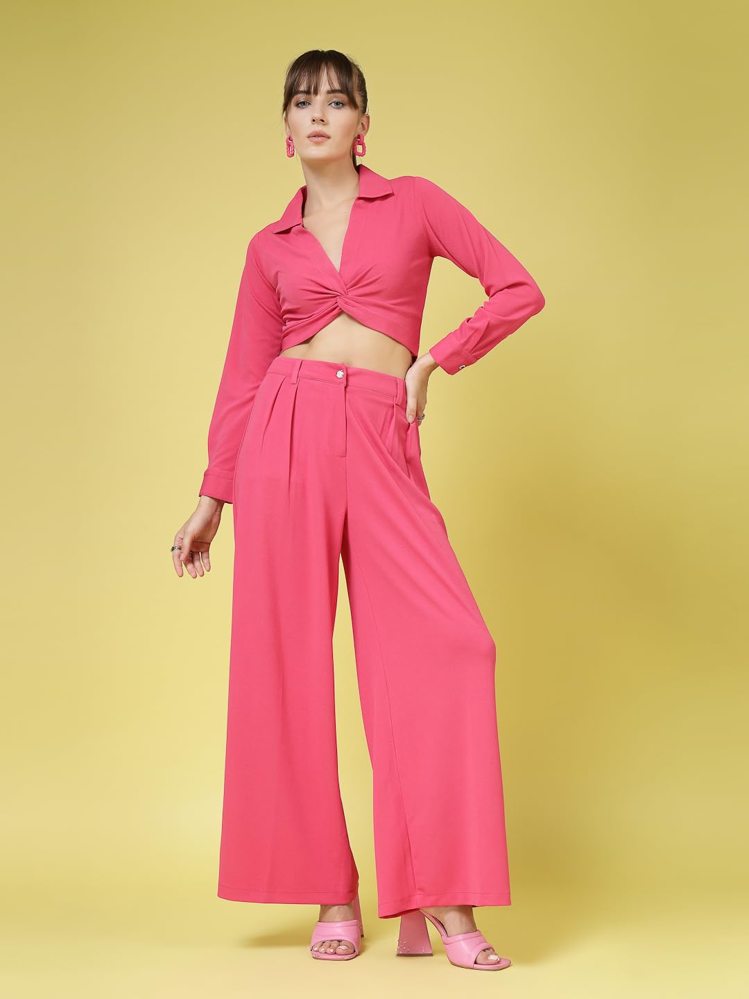 Oomph! WomenS Stretchable Lycra Top And Trouser Pant Set |Two Piece Co-Ord Set | Wester Wear Regular Fit | Stylish Multipurpose