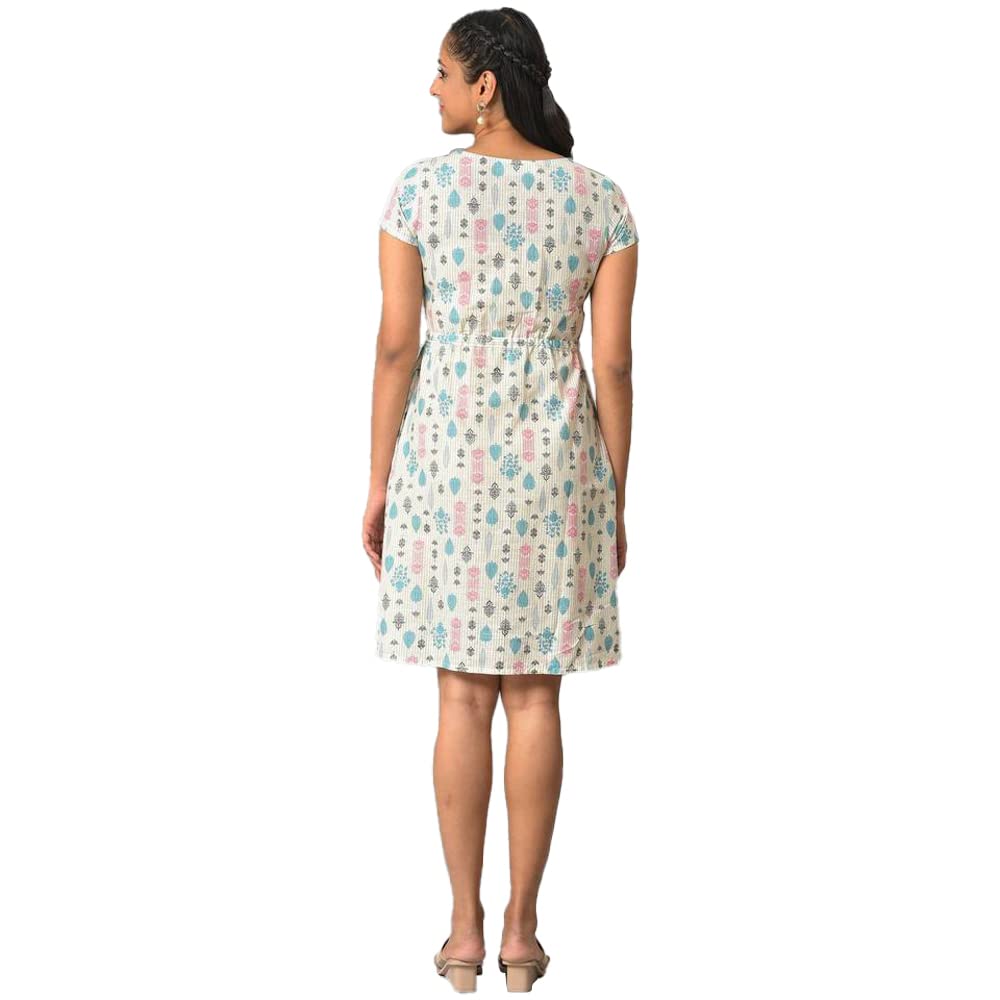 Off-White A-Line Printed Summer Dress