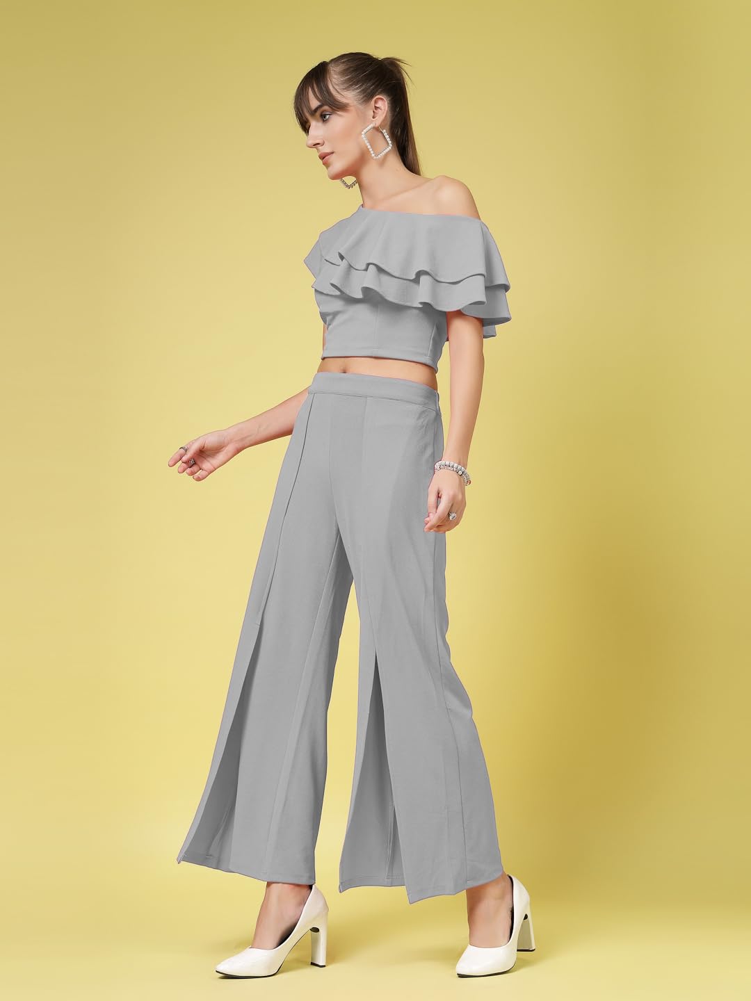 Oomph! WomenS Stretchable Lycra Top And Trouser Pant Set |Two Piece Co-Ord Set | Wester Wear Regular Fit | Stylish Multipurpose