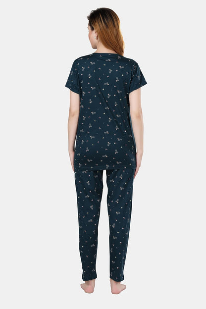 Fabme WomenS Dark Green Maternity Top And Pyjama Set