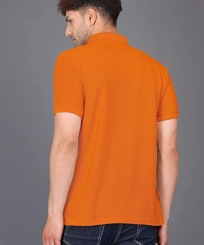 Baghadbillo MenS Regular Fit Solid Polo Half Sleeve T-Shirt Orange