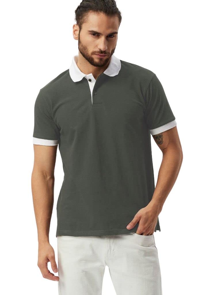 Greciilooks T-Shirts For Men| Solid Plain T-Shirts| Polo-Collar Neck T Shirt| Half Sleeves Casual T-Shirt For Men| Regular Wear