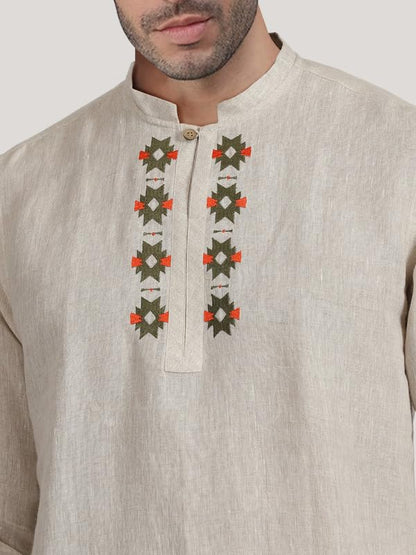 Be Active MenS Neck Embroidery 100% Cotton Short Kurta With Mandarin Collar || Short Kurta For Men Cotton || Stylish Short Kurt
