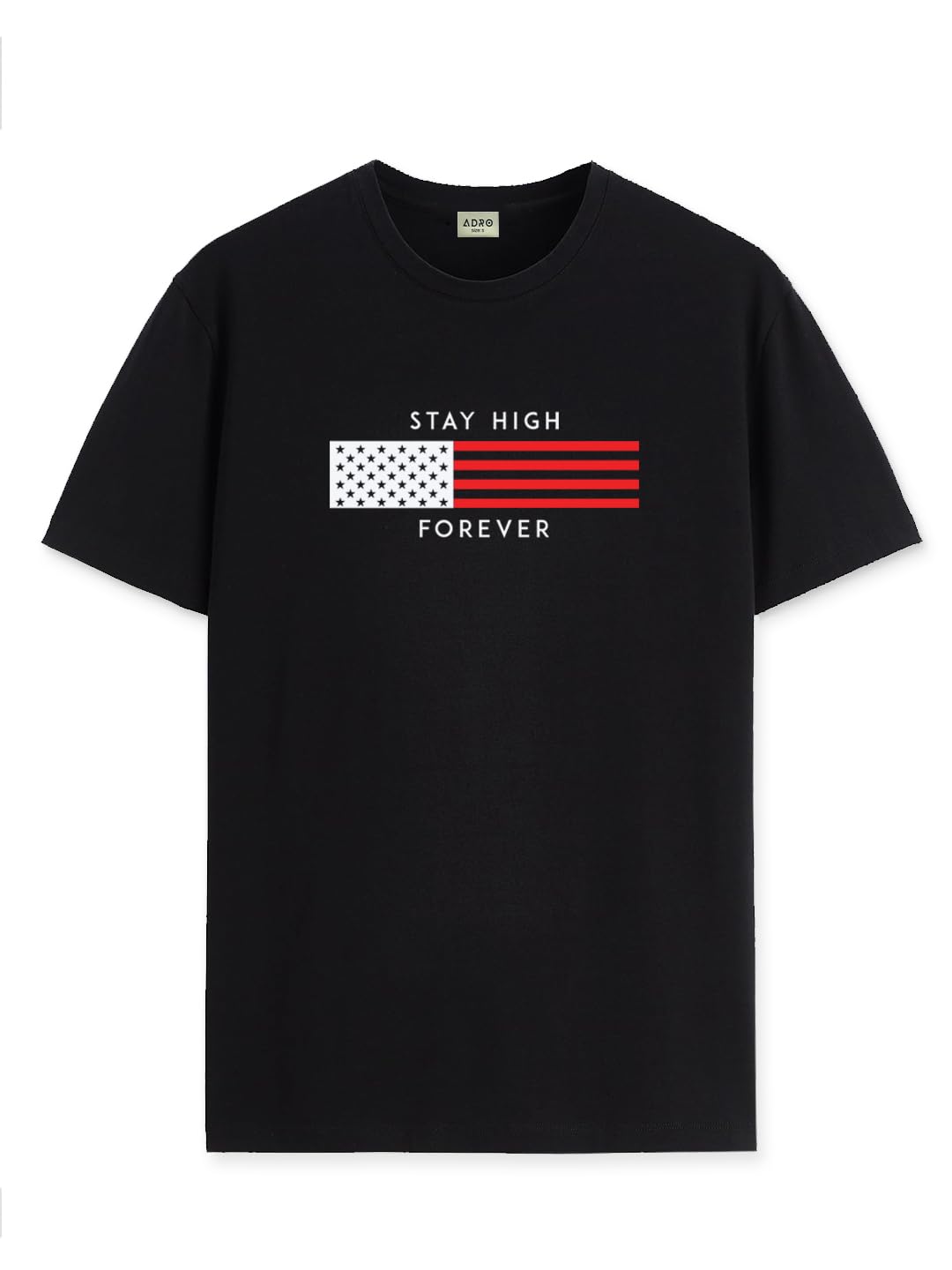 ADRO Mens Flag Printed Cotton T-Shirt_RN24-L2-FLAG-BL