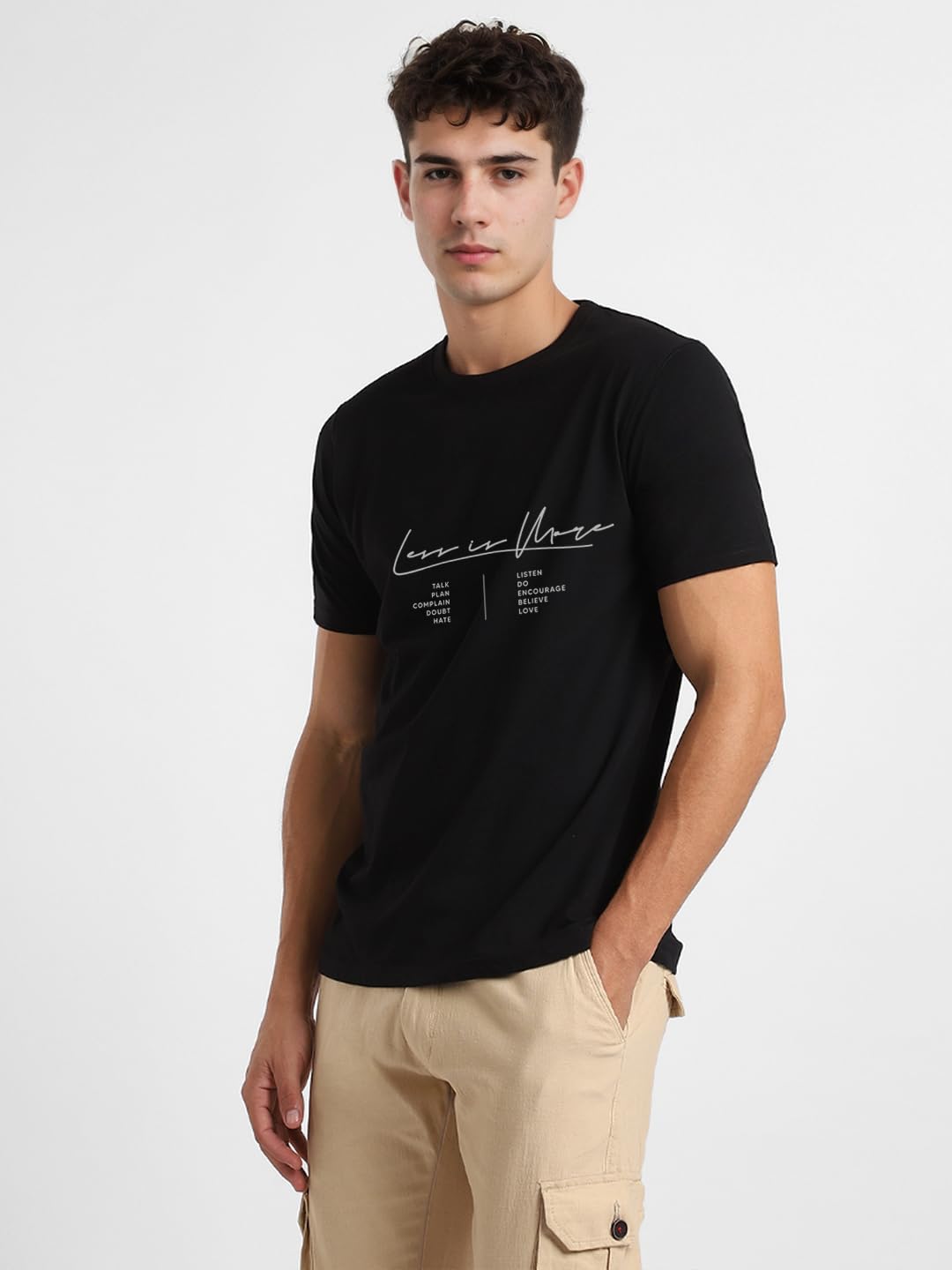 Nobero MenS Typography Regular Fit T-Shirt (1M-Twts-C0624_Black