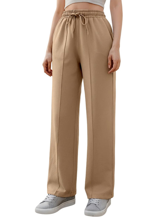 Bewakoof Womens Solid Cotton Blend Pants - Regular Fit_580433_Brown_36