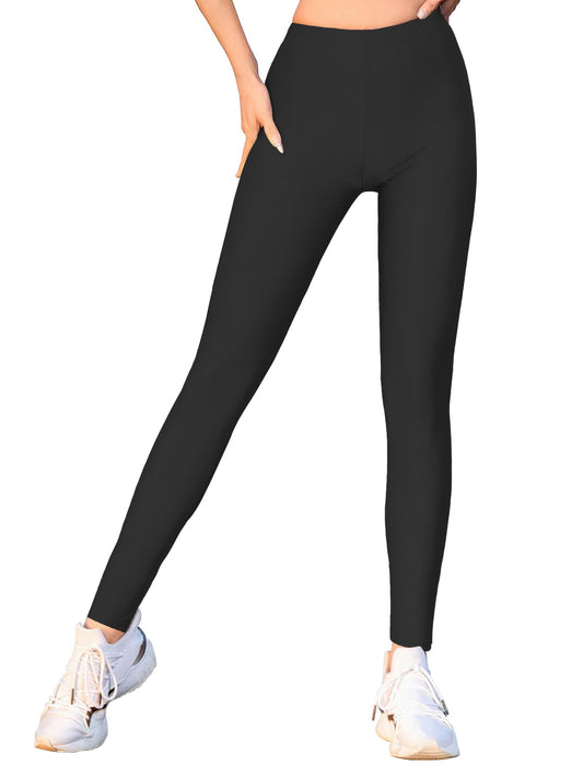 Shasmi Girls & Womens Shimmer Black Color Solid Knitted Tailored Cut & Slim Fit Stretchable Nylon Elasthane Fabric Ankle Lengt