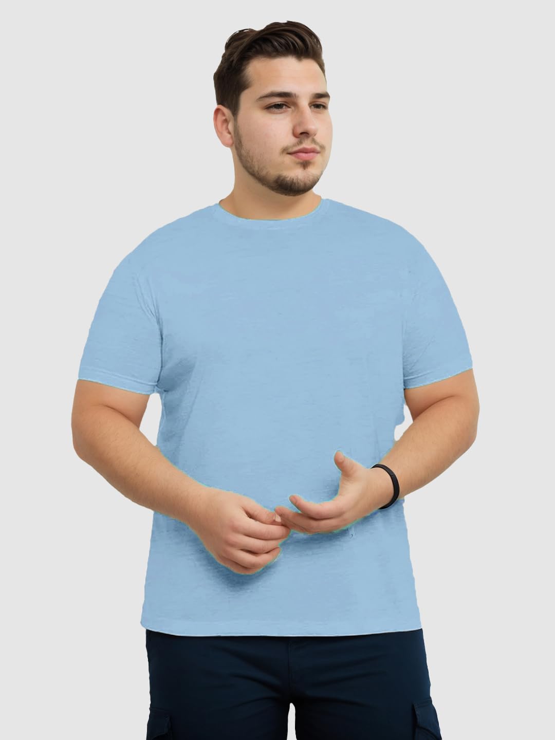 Nobero MenS Regular Fit T-Shirt (1M-Twts-R0041_Powder Blue