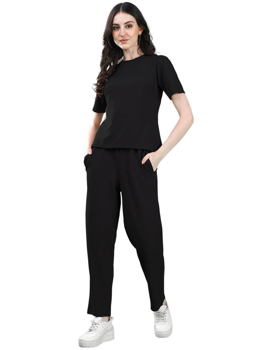 Selvia Womens Co-ords Set|Lycra Top and Trouser Set|Casual Co-ords Set for Women|Two Piece Co-ord Set|Top & Pant Set(707CTK1166