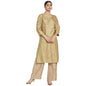 Fabindia Women Viscose Silk Printed Knee Length Kurta Beige_L