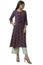 Soch Womens Purple Rayon Foil Print Kurta with Tassels