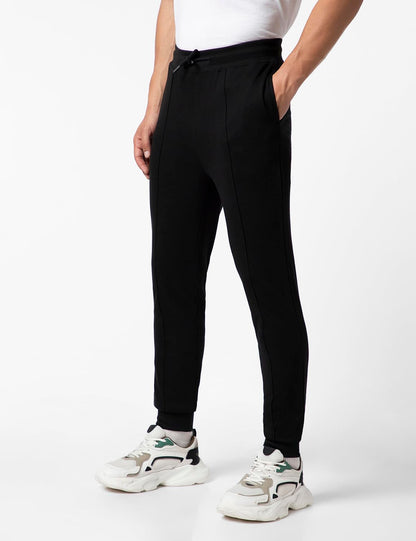 FYLTR Mens Casual Joggers with Pintuck Design - Elasticated Waist with Drawstring | Welt Back Pocket | Solid Color