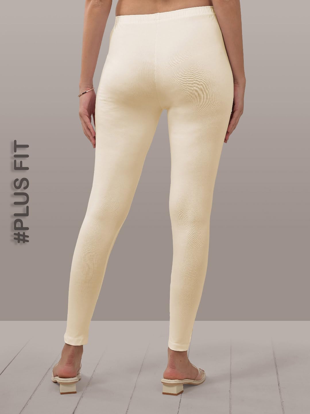Lyra Women Solid Premium Cotton Plus Fit Ankle Length Leggings | Mid-Waist | Fashionwear