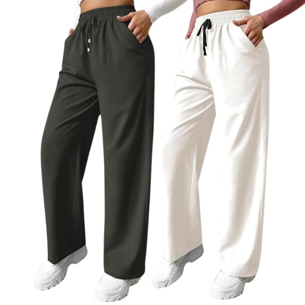 Leriya Fashion High Waist Trousers For Women  Flared Korean Style Formal Pants | Elegant Workwear For Office, College & Events (