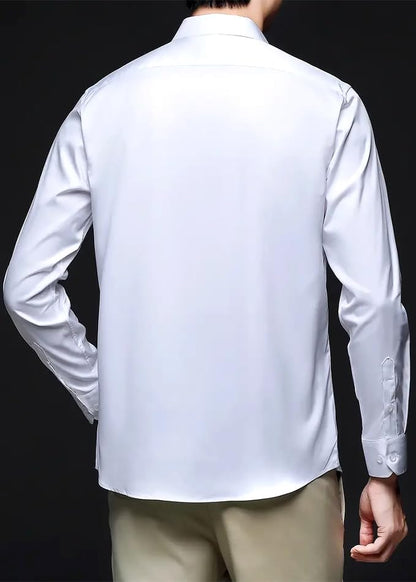 CB-COLEBROOK Mens Silk Satin Dress Shirts for Men Long Sleeve Button Down Shirts Party Prom Wedding Shirt Top (in, Alpha, M, Re