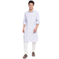Fabindia Men's White Cotton Linen Striped Comfort Fit Pathani Kurta