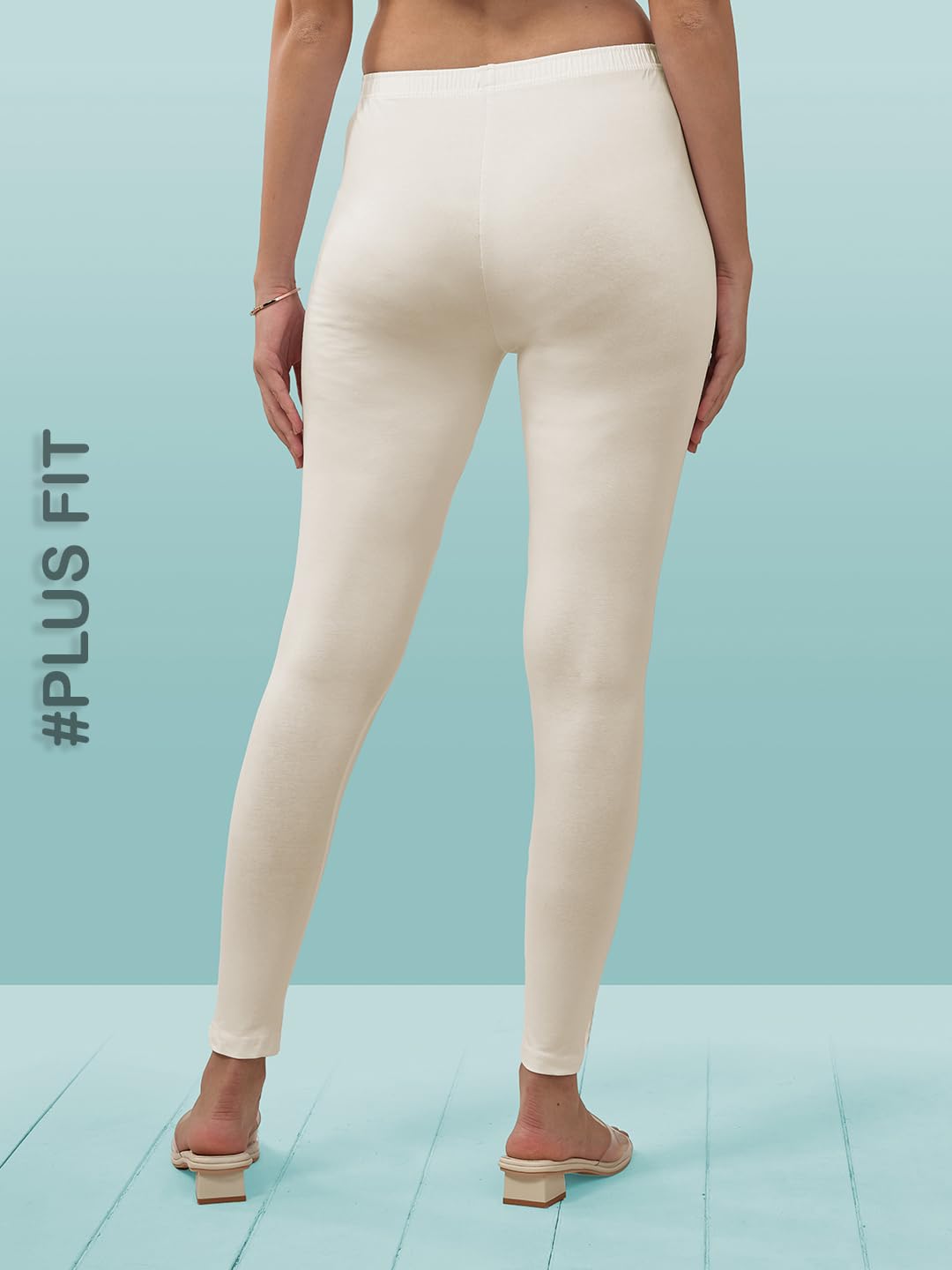 Lyra Women Solid Premium Cotton Plus Fit Ankle Length Leggings | Mid-Waist | Fashionwear